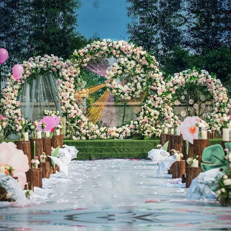 

Wrought Iron Wedding mariage round backdrop arch stand birthday party DIY decoration stage circle arch outdoor Background Frame