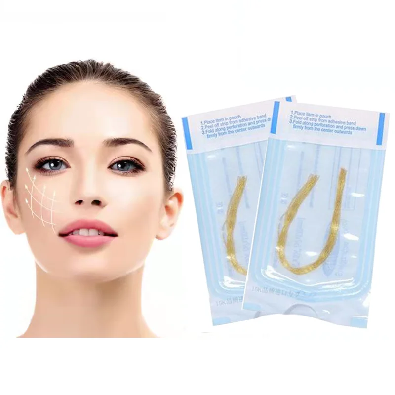 

Pdo Thread Gold Collagen Based Protein Thread Carving Essence Absorbable Radar Thread Facial Lift No Needle