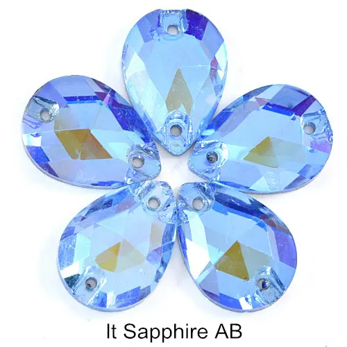 Lt. Sapphire AB Высокое качество, много цветов, каплевидные пришивные стразы, каплевидные пришивные камни, стеклянные стразы, пришивные стразы, свадебное платье Y1250 - Цвет: Lt. Sapphire AB