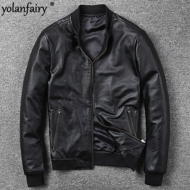 Куртка YOLANFAIRY MF123 мужская из натуральной кожи бейсбольная куртка чистой коровьей