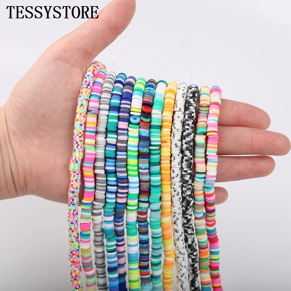 Круглые плоские бусины из полимерной глины TESSYSTORE 6 мм с отверстием насыпью для