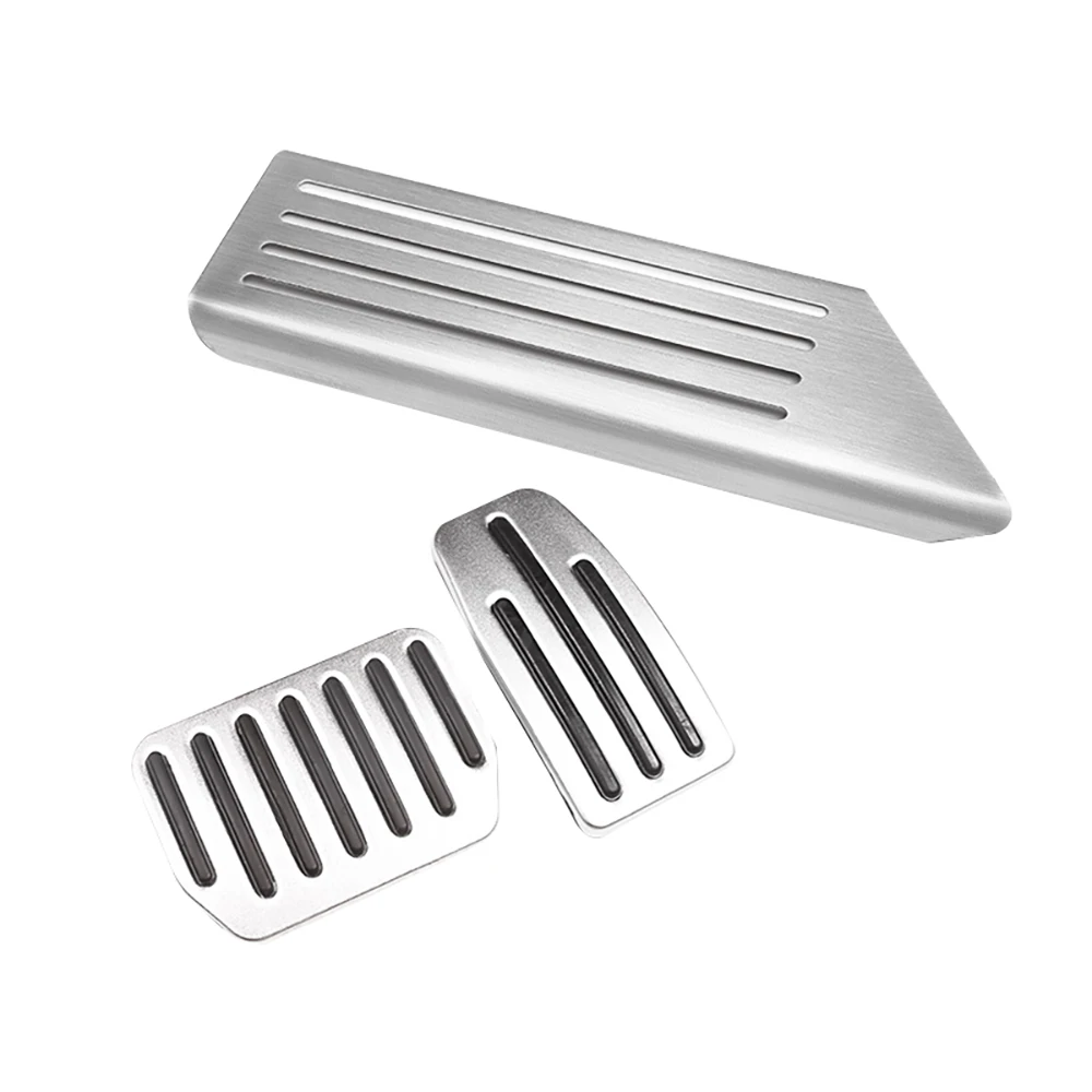 Автомобильные педали из серебристого алюминиевого сплава без сверления для Tesla