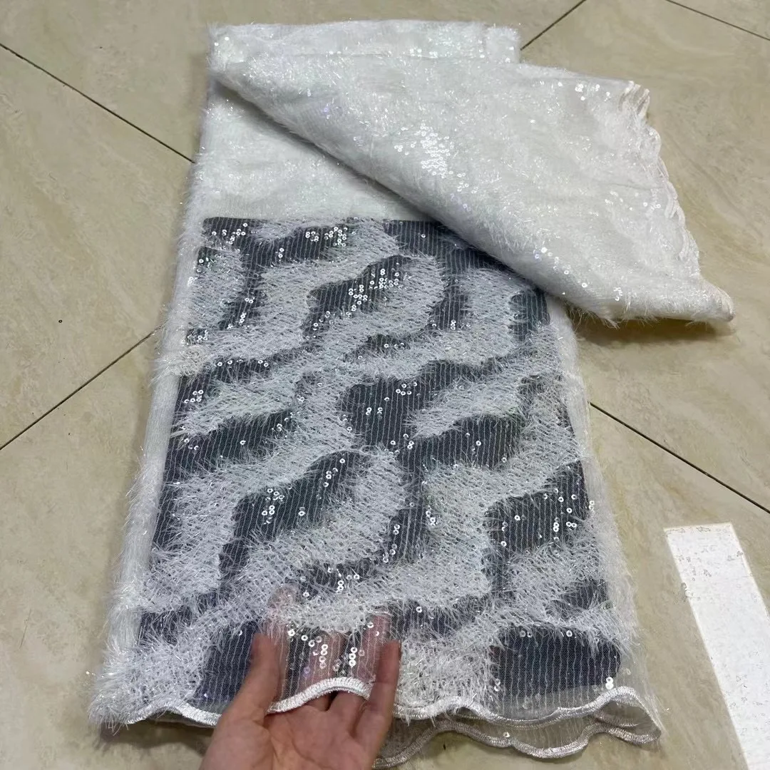 

Latest 3D French Sequins Lace Fabric 2022 Latest Design African Christmas Lace Fabric For Nigerian Wedding Party Dress Sew