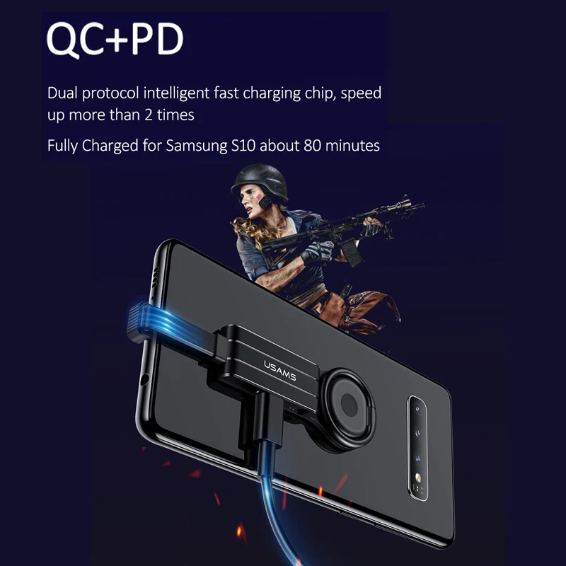 USAMS Тип C 3,5 мм Aux адаптер type-c OTG Аудио адаптер для samsung S10 S9 USB C к type C двойной QC PD 3,0 адаптер быстрой зарядки
