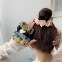 candy color love heart hair ring ropes ponytail holders elastic scrunchies girls cute rubber bands hairband woman hair accessory