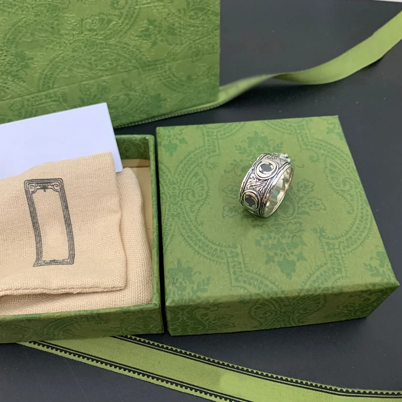 Парные кольца Ag925 из стерлингового серебра в стиле ретро хип-хоп бирюза модные