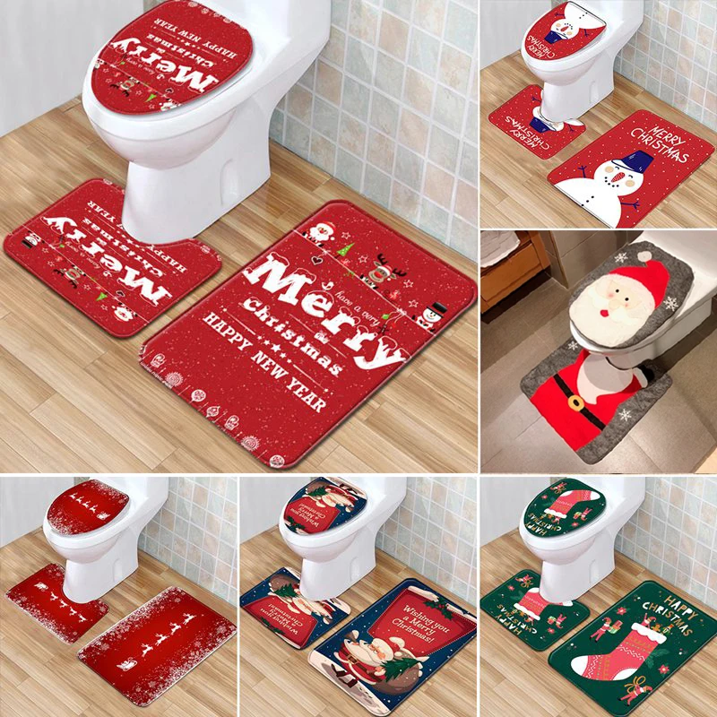 Staraise Santa Claus Toilet Cover Bathroom Set Christmas Decoration For Home Merry Navidad 2021 Happy New Year 2022 | Дом и сад