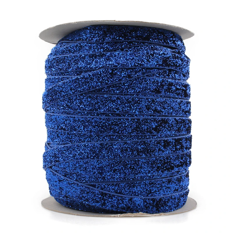 10Yards 10MM OEM Highly-flexible Elastic Glitter Velvet Ribbon Ornaments Solid Metallic Nylon Band for Girls Hair Tie Gift | Дом и сад