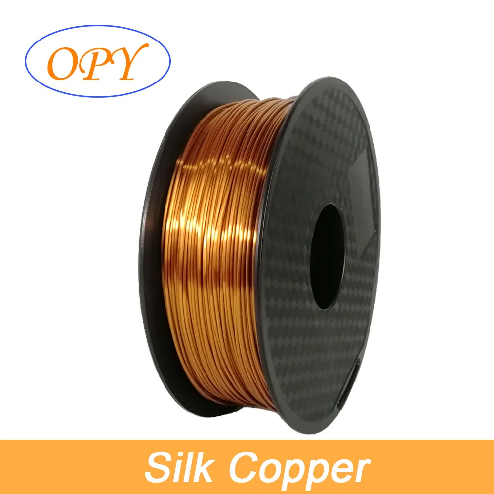Silk Copper Шелк Pla Филамент Топ Бронза Медь золото сатин серебро красный синий желтый розовый цвет пластиковый материал 1,75 мм 3D печать 1,75 нить - Цвет: Silk Copper