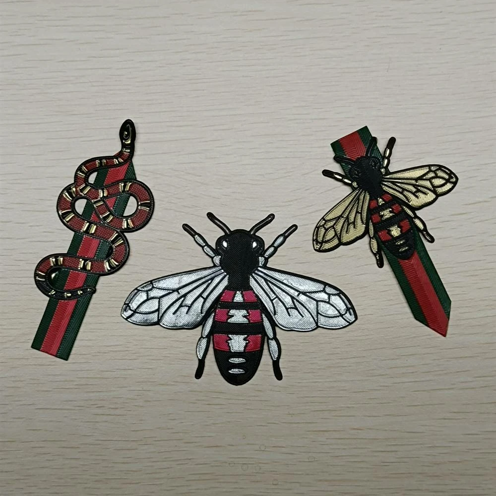 

PVC iron-on silk screen printing hot stamping bee snake patches for clothing DE-3414