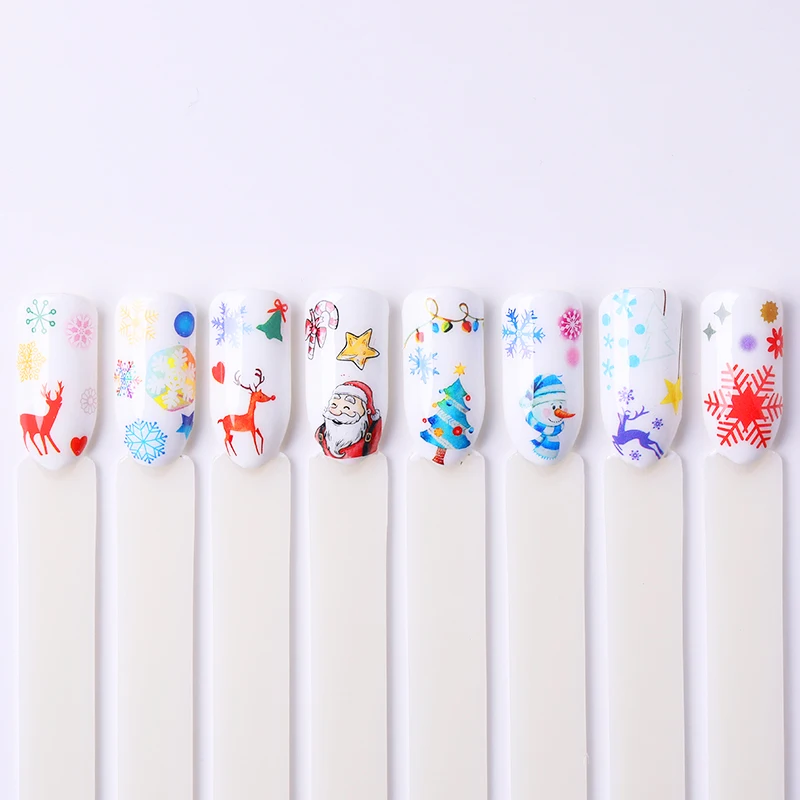 16 Sheets Nail Water Decals Christmas Flower Leaves Mixed Pattern Colorful Transfer Stickers Art DIY Design | Красота и здоровье