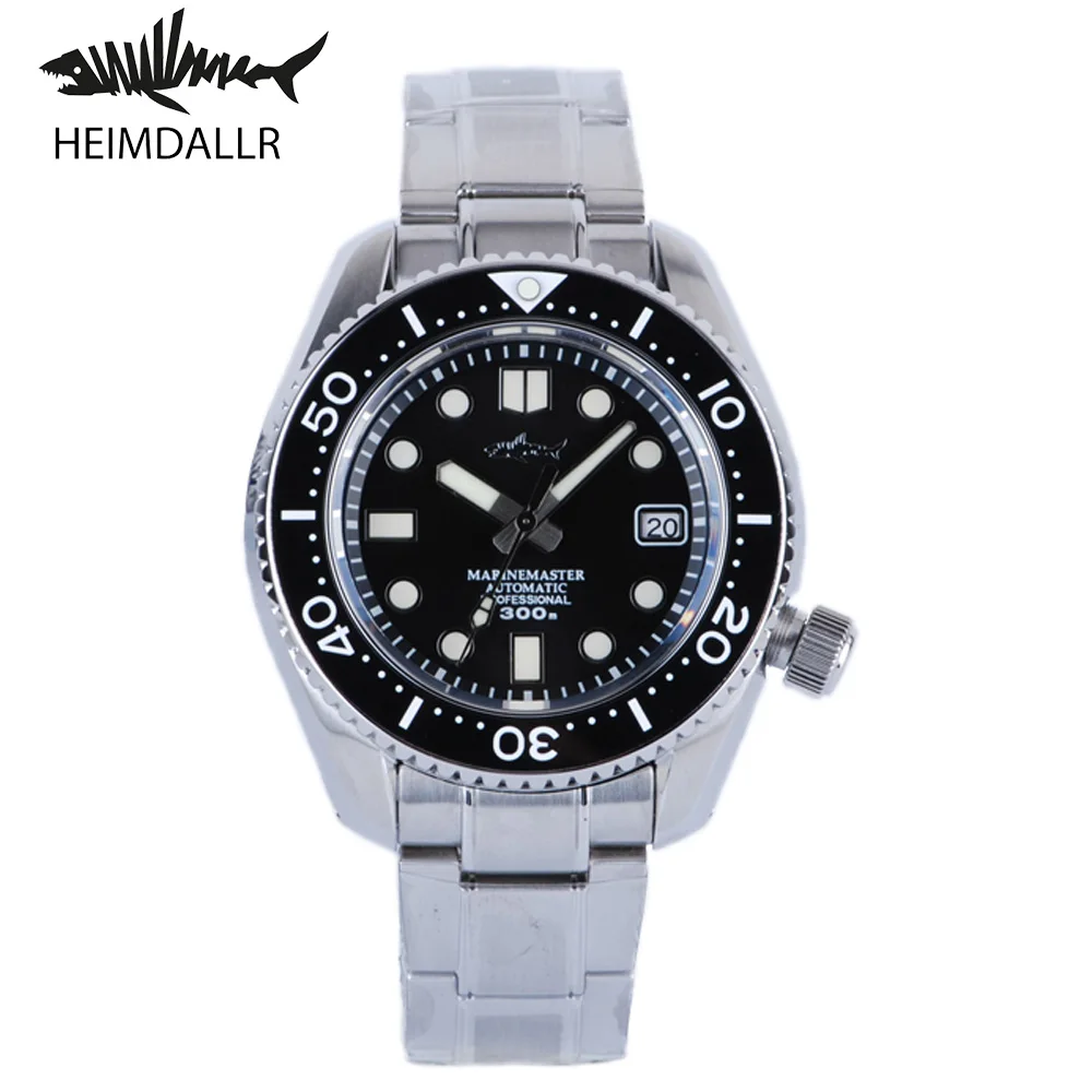 Relógio de Pulso Resistência à Água Heimdallr Masculino Mergulhador Mostrador Preto Luminoso Moldura Cerâmica 300m Nh35 Movimento Automático Sbdx Relógios