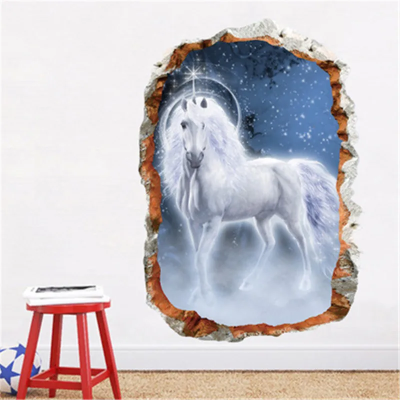 3D единорог наклейки на стену домашний Декор Наклейки для декора комнаты спальни