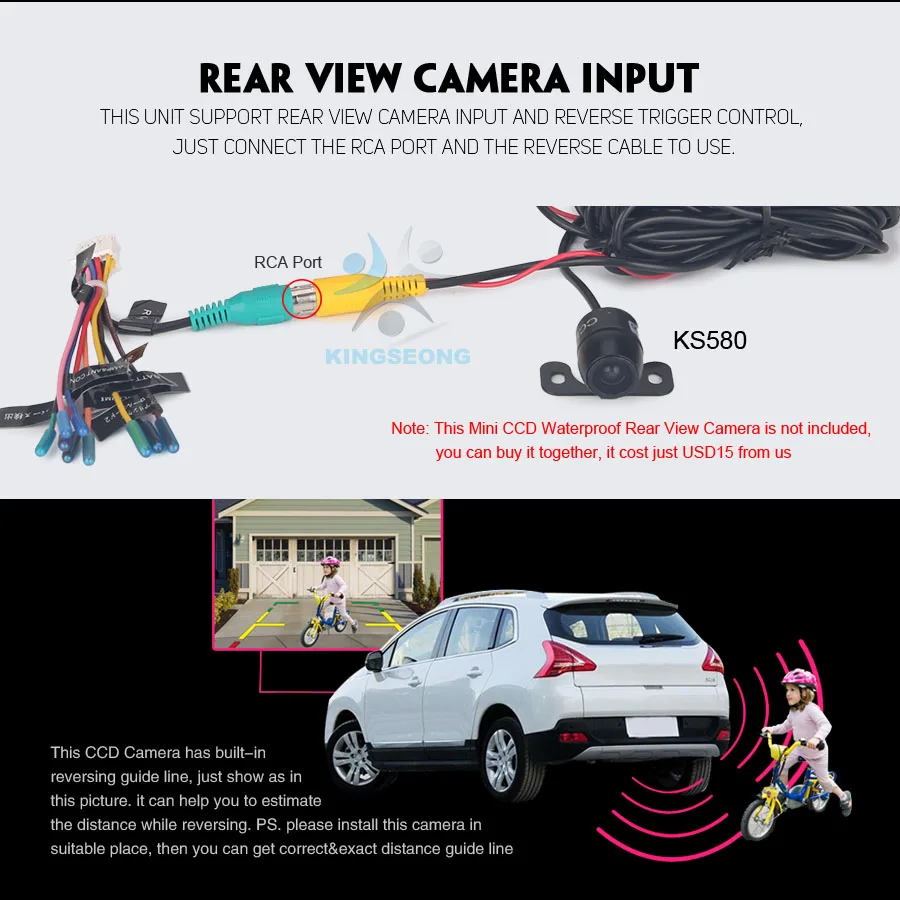 

car dvr usb front camera KS570 + rear view camera KS580