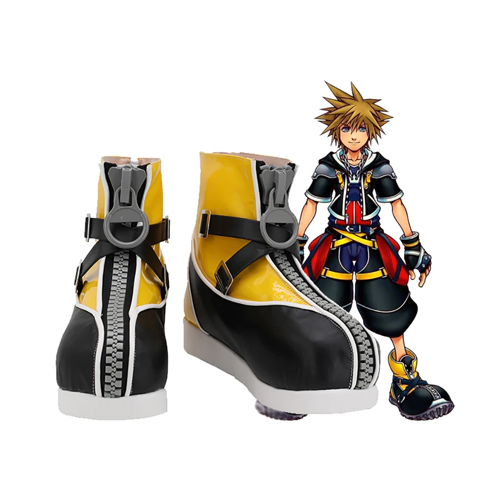 Ботинки для косплея Kingdom Hearts Sora желтые ботинки на молнии изготовленные заказ