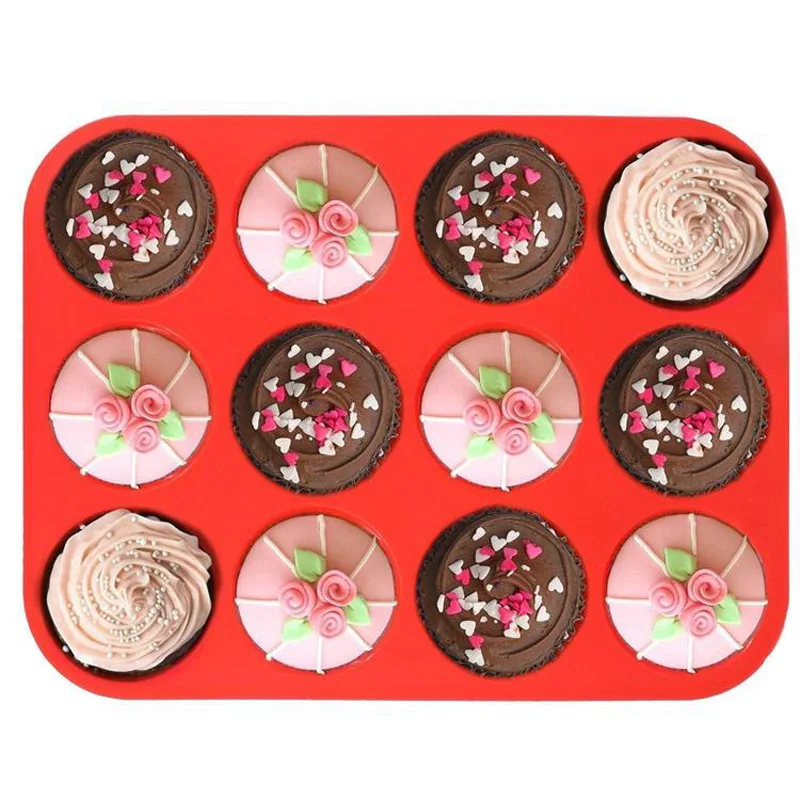 12 полости силиконовые формы для торта Маффин чашки принадлежности выпечки