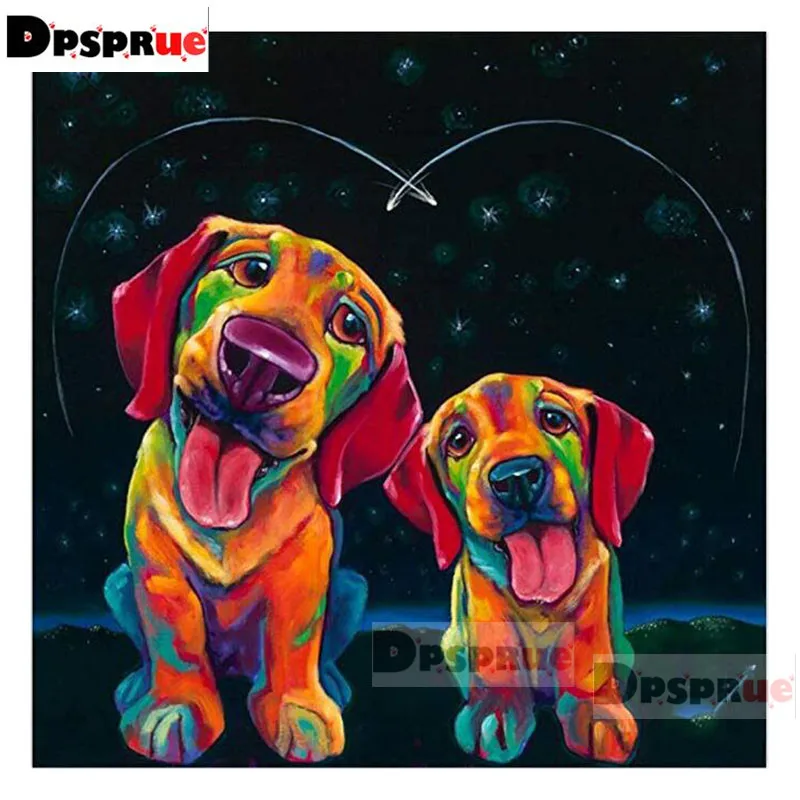 Dpsprue полный 5d Diy Алмазная вышивка крестиком два животного собаки комплект мозаика