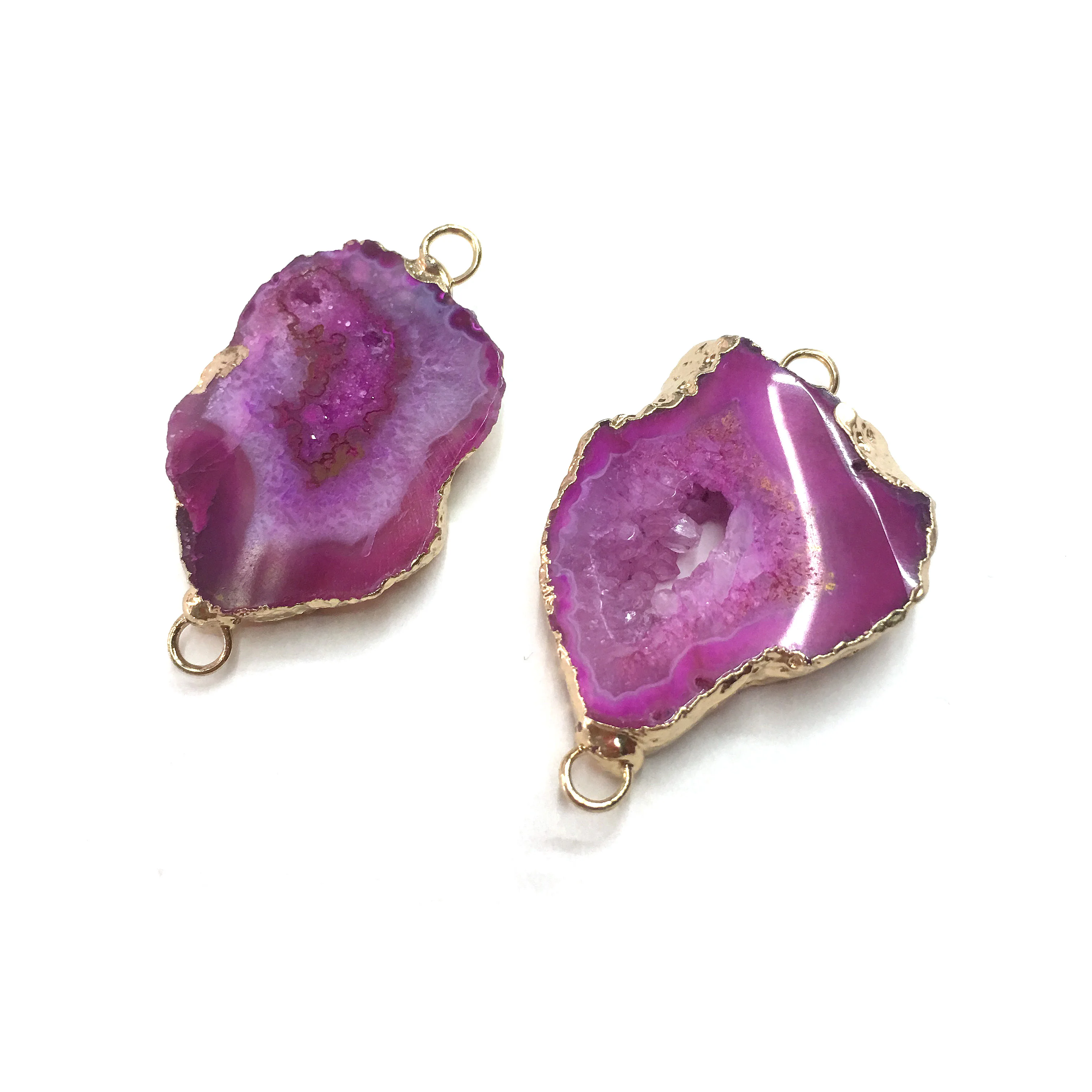 Натуральные каменные подвески агатового среза с двойным отверстием для создания ювелирных изделий своими руками. Размер 25x30мм-25x40мм.