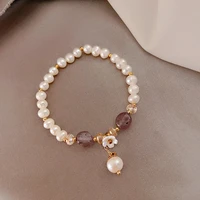 green aventurine freshwater pearl strawberry crystal women bracelets on hand chain bangles jewelry girls aesthetic amethyst