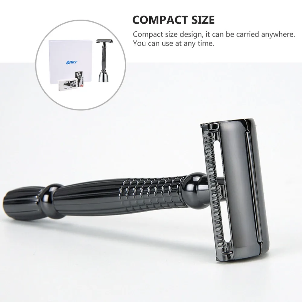 

1 Set Long Handle Manual Shaving Cutter Beard Double Edge Razor with Razor Stand