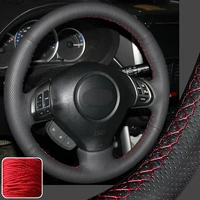 hand stitch wrap steering wheel cover for subaru forester 09 13 legacy impreza super soft non slip durable car interior