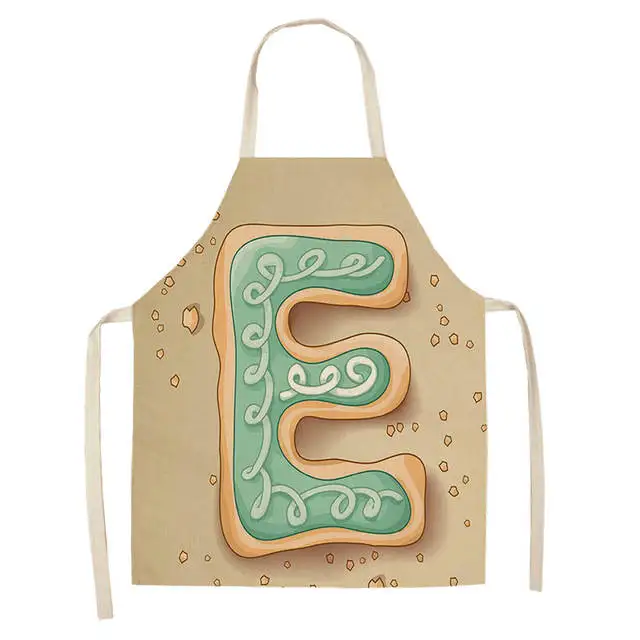 

1Pcs Letter Pattern Kitchen Apron Sleeveless Cotton Linen Kids Aprons For Cooking Baking bbq Home Cleaning Tools