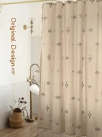 liang qi morocco waterproof shower curtain imitation linen fabric bath curtains thicken bathtub partition tool home accessories