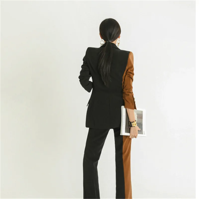 

Two Pieces Set 2021 New Women Office Lady Pant Suits High Quality OL Blazer Suit coat With Ankle Length Trouser Set Blazer Suit