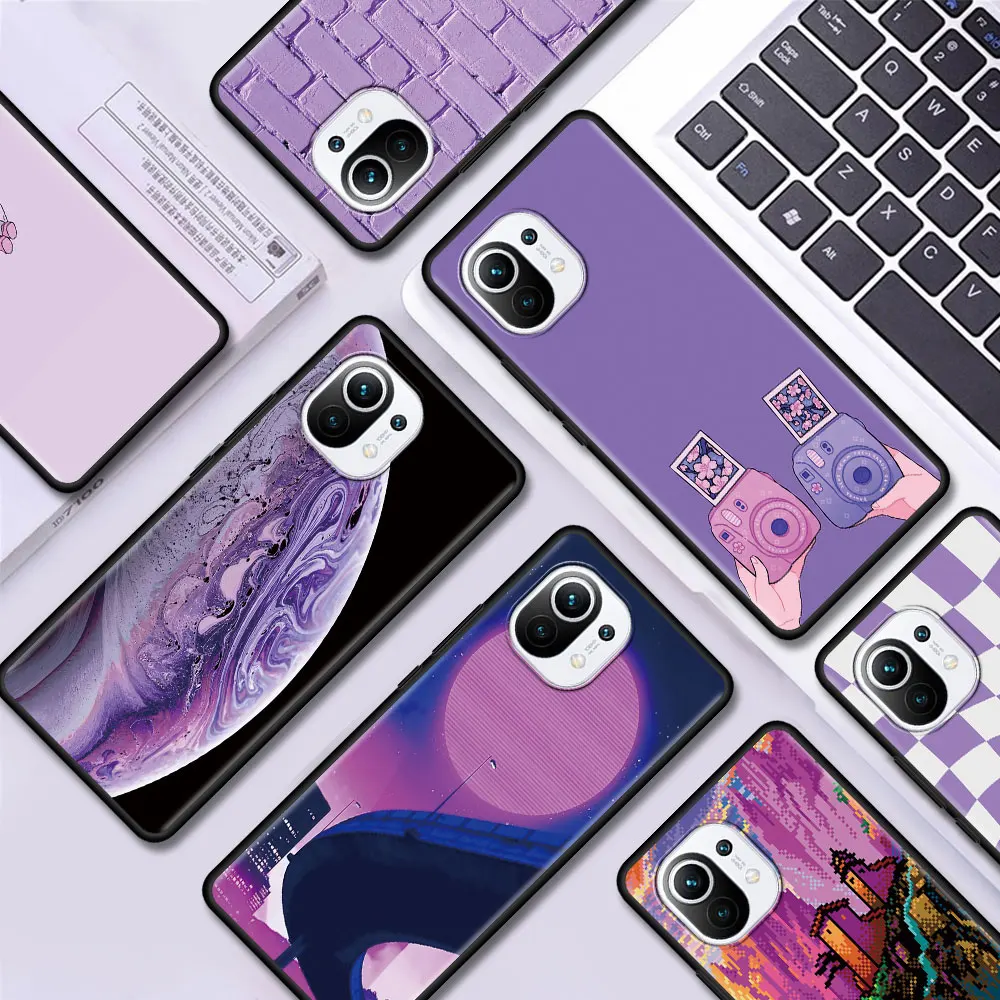 

Purple Background Pattern Silicone Case for Xiaomi Mi 10T Pro Note 10 11 Lite 5G 9T A2 8 Lite CC9 Pro CC9E 9 Pro 5G Phone Cover