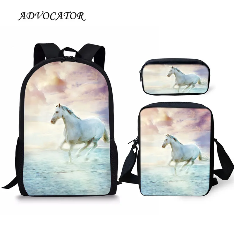 3pcs/set Women Backpack School Bags Horse Printing Trival Bags for Teenagers Girls Japanese Schoolbag Mochila Feminina Escolar