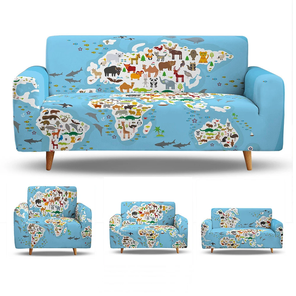 

Sofa Cover Blue World Map 1/2/3/4 Seater Cover For Sofa Living Room Cushion Elasticated Sofa Cover House Sofa Angle