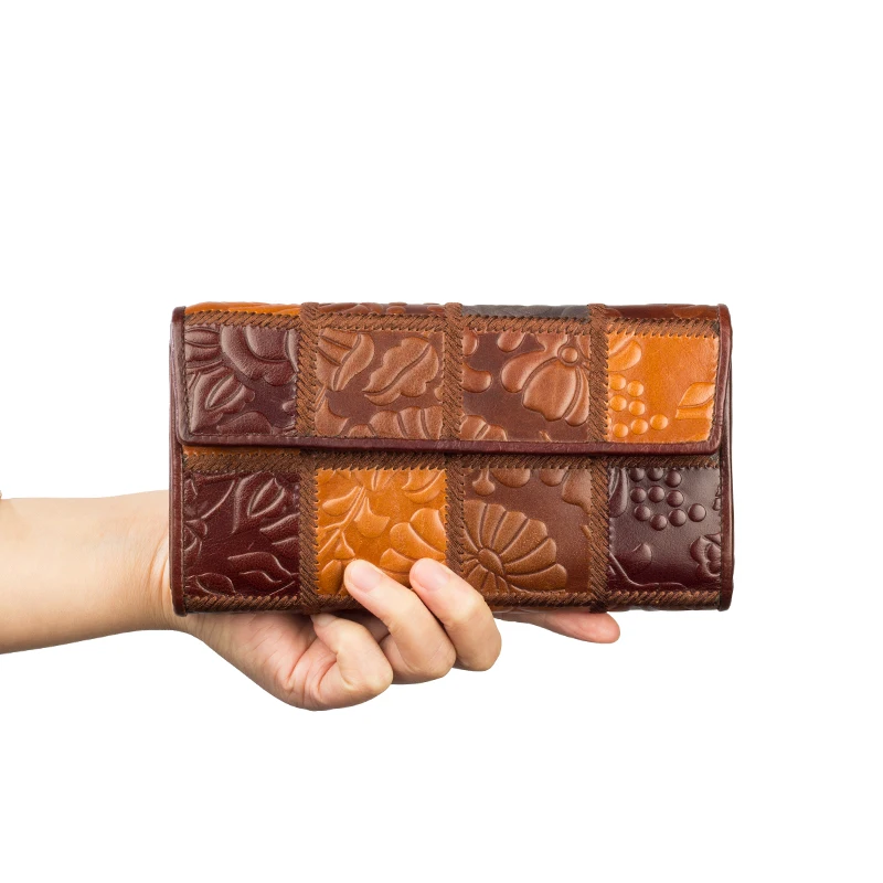 Genuine Leather Women Wallet Long Purse For Lady Clutch Bags 3 Model Card 8097- | Багаж и сумки