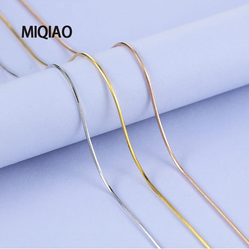 MIQIAO 925 пробы Серебряная цепочка длина 40 45 50 55 60 70 см в ширину 0 6 7 9 1 5 8 мм Золотой