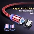 2A Магнитный кабель с разъемом USB Type-C Micro USB кабель с разъемами типа C для зарядки USB Type-C, зарядныйusb-кабель для Samsung A51 Redmi Note 9s 8 Pro мобильный телефон кабели