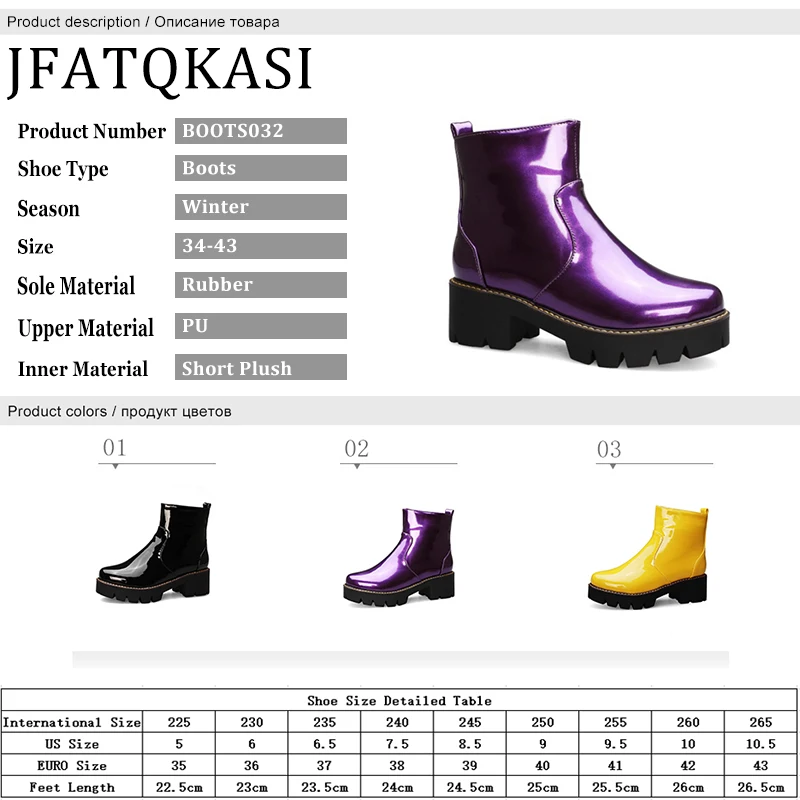 

Women Boots Winter Ankle Boots Woman Patent Leather Upper Non-Slip Snow Boots Thicken Sole Platform Fashion Brand Ladies Shoes