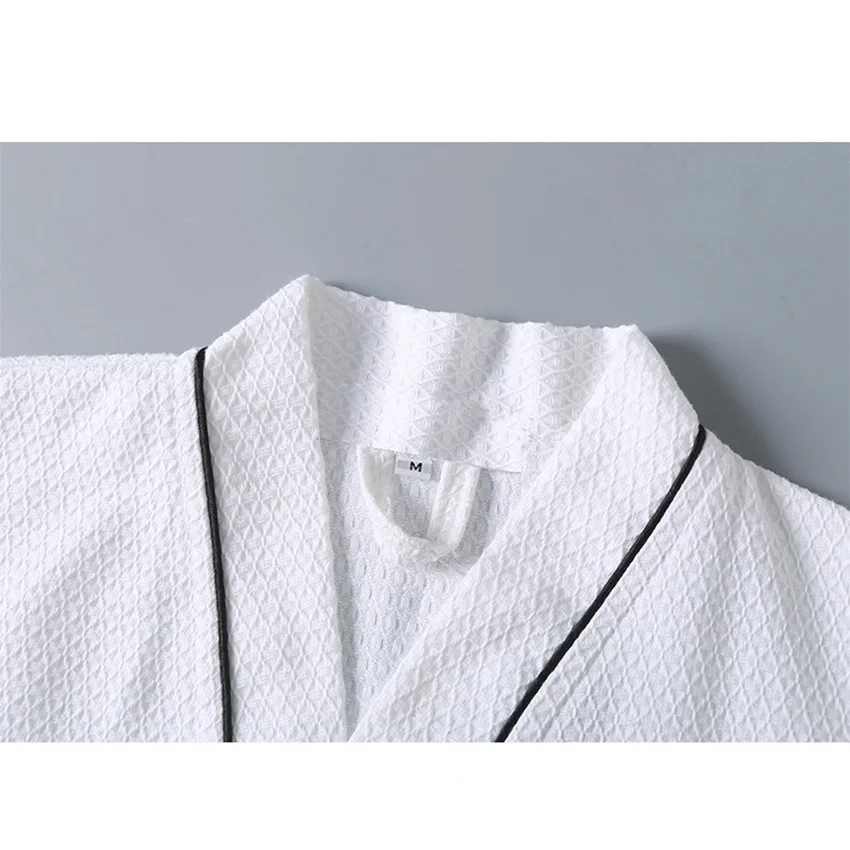 

100% Cotton Hotel Waffle Bathing Robe for Couple Women Japanese Style Kimono Pajamas Men Bath Robes Sleepwear Large Nightgown