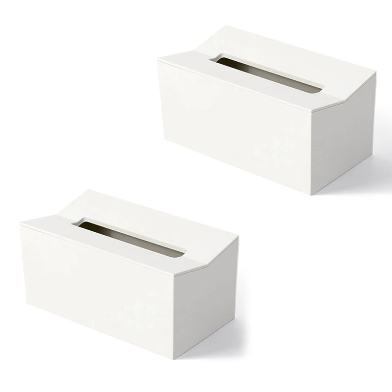 

2X Kitchen Tissue Box Cover Napkin Holder For Paper Towels Box For Napkins Tissue Dispenser Wall Mounted Container White