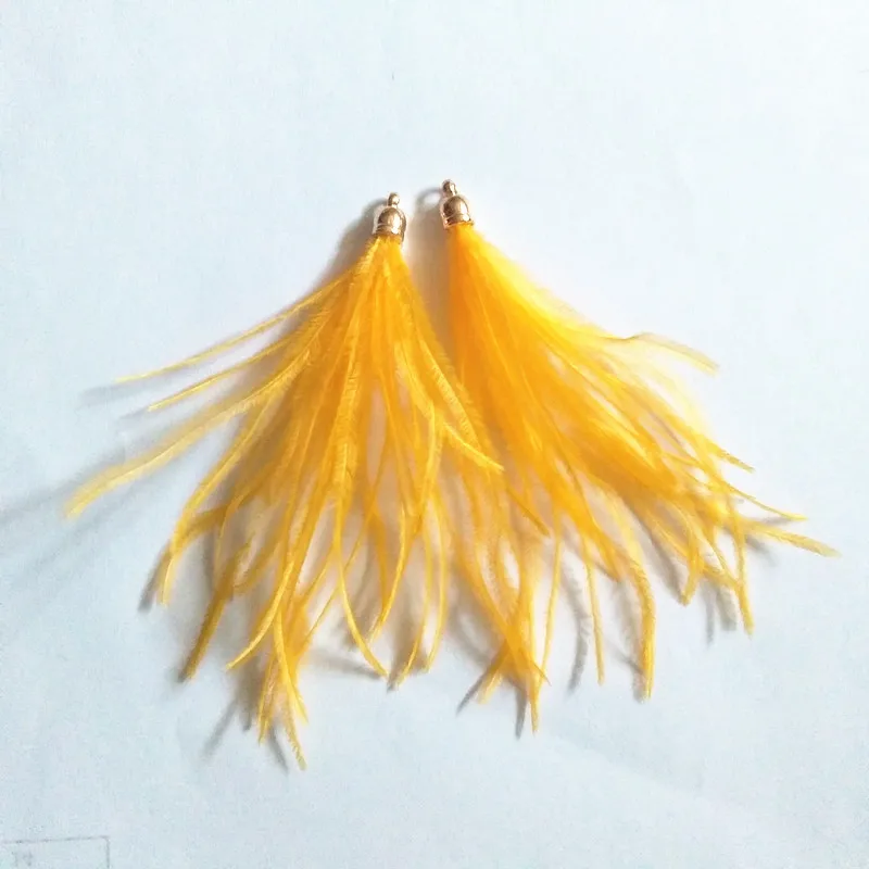 1piece Ostrich Feather Tassel Pendant Handmade Gold Cap Pom Jewelry Making Chain DIY Curtain Drop Earring | Украшения и