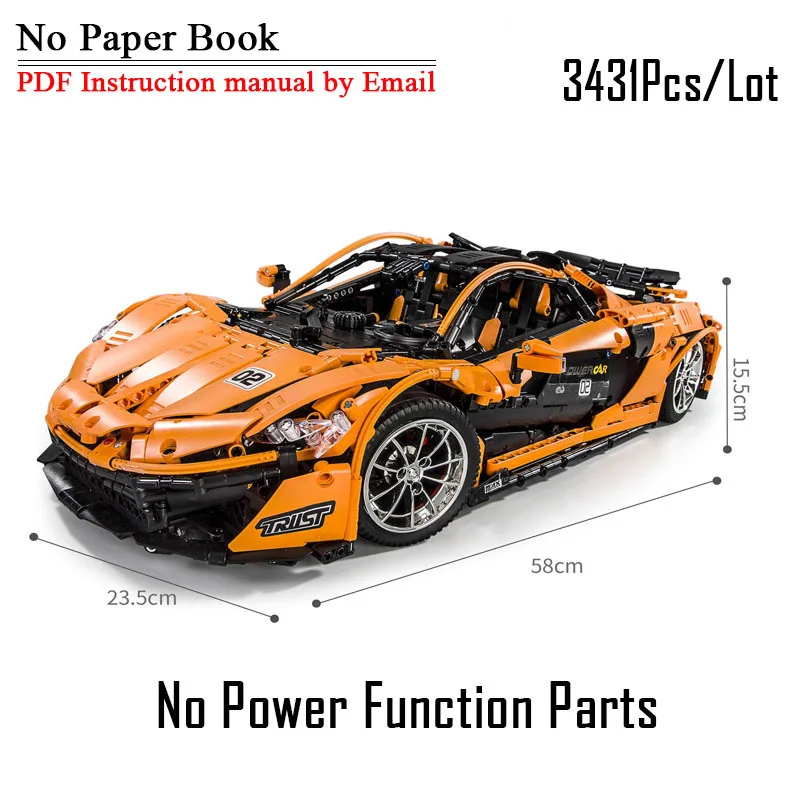 Only Bricks no PF Technic MOC-3918 Veneno Roadster Совместимость с 20087 RC APP управление строительные блоки кирпичи DIY День рождения Обучающие игрушки, подарки - Цвет: Only Bricks no PF