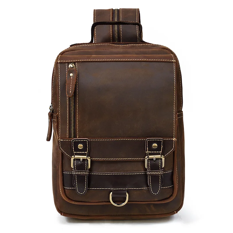 Luxury leather shoulder bag chest bag dual purpose leather bag men men travel bag outdoor cowhide bag