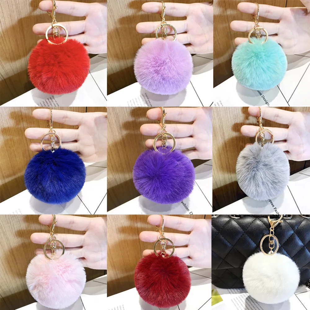 Пушистый брелок с меховым помпоном мягкий из искусственного меха для автомобиля