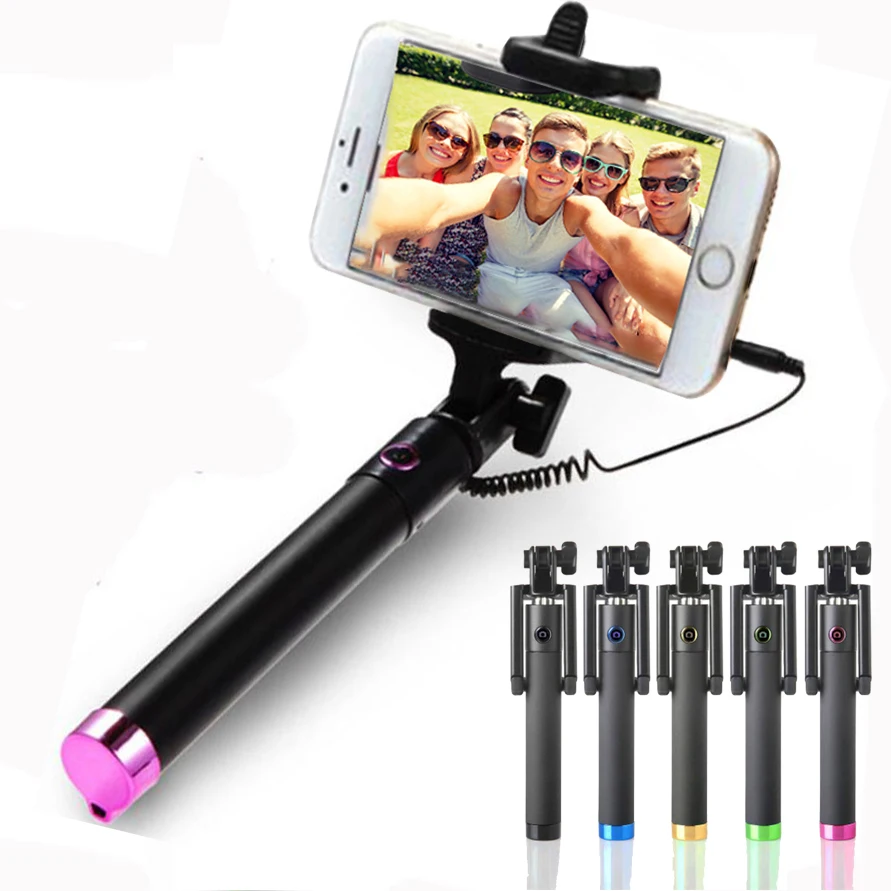 2019 New Fashion Universal Portable Handheld Self-Pole Tripod Monopod Stick For Smartphone Wired Selfie Stick For iPhone 6/6s