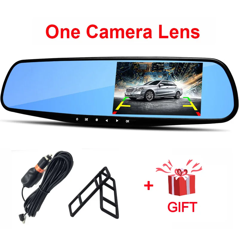 ONE Camera Lens Full HD 1080P Автомобильный видеорегистратор Камера авто 4,3 дюймов зеркало заднего вида цифровой видеорегистратор Двойной объектив регистратор видеокамера - Название цвета: ONE Camera Lens