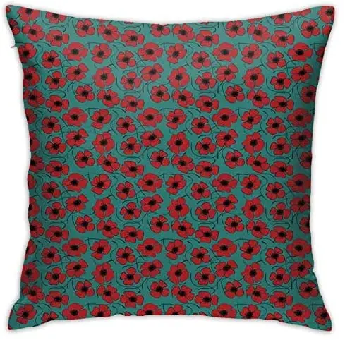 

Pooizsdzzz Personalized Abraction Hand Drawn Nature Growth n with Doodle Swirls On Teal Background Decorative Pillow Cover