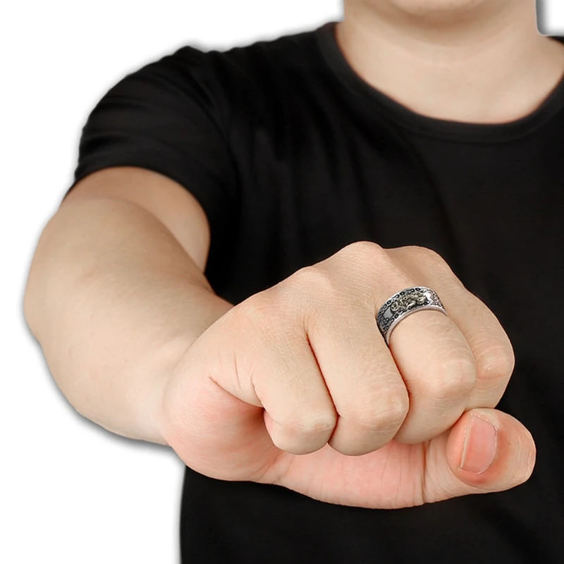 

Feng Shui Pixiu Mani Mantra Protection Wealth Ring Charms Ring Amulet Wealth Lucky Open Adjustable Ring Buddhist Jewelry