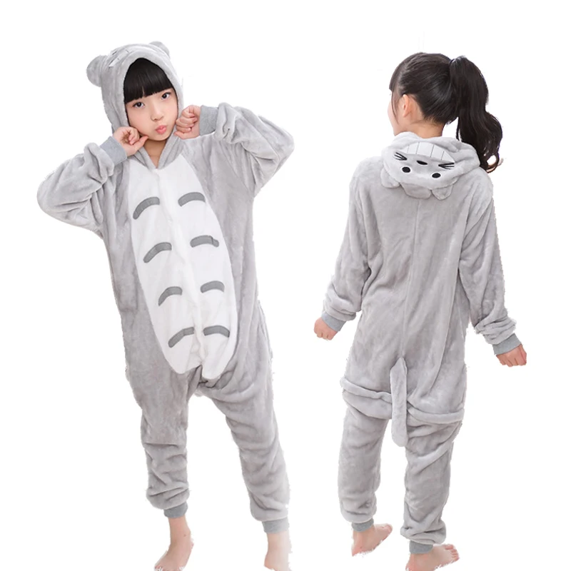 Totoro Зимние Детские пижамы для девочек и мальчиков; Детский комбинезон; детский пижамный комплект; одежда для сна с рисунками животных; одежда для сна с вышивкой панды, единорога, кигуруми; Косплей - Цвет: Totoro