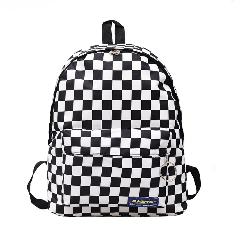 

2021 Unisex Plaid Nylon Female Travel Daypack Laptop Backpack Book Schoolbags Feminina School Casual Rucksack Women Bag Rugzak
