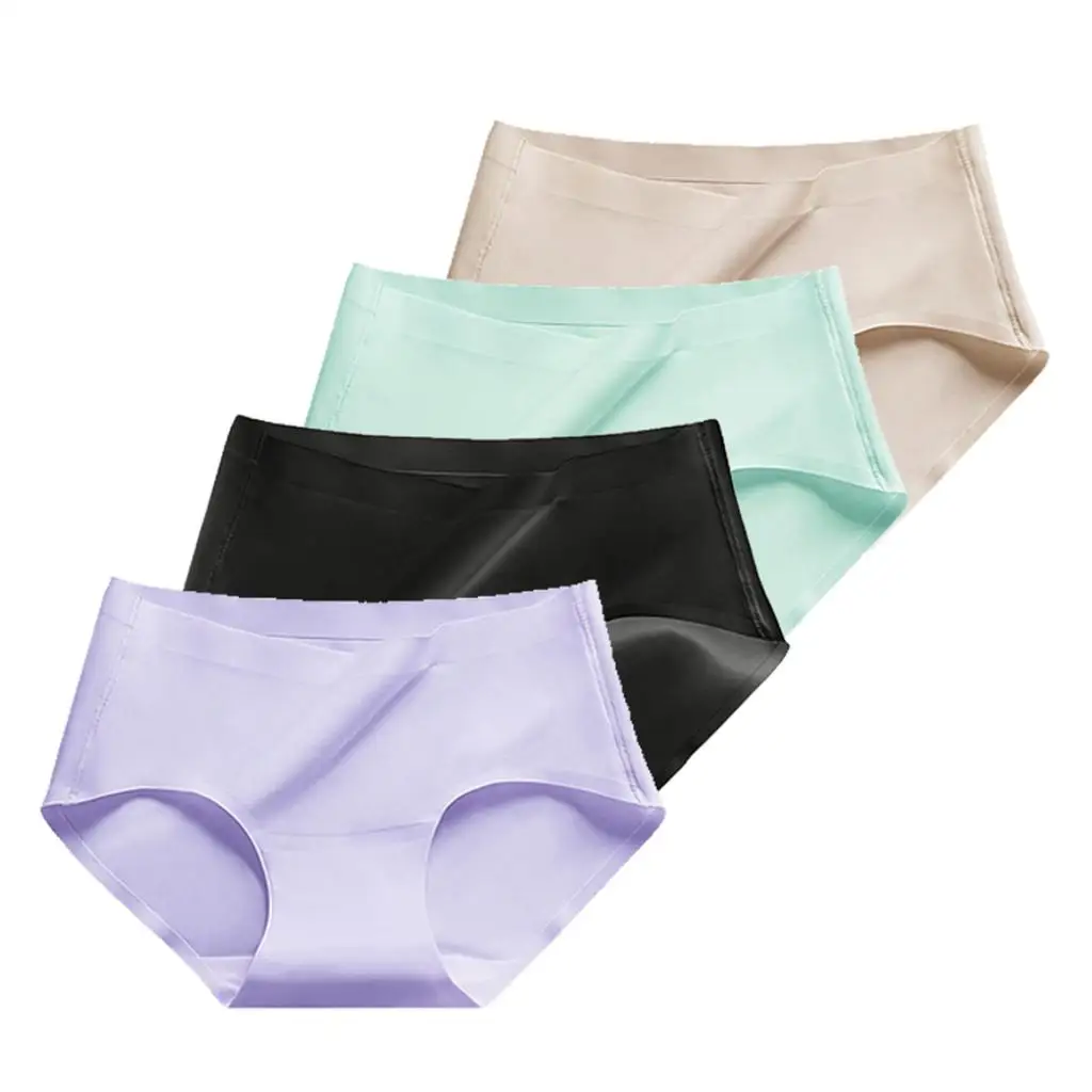

4x Women Silky Panties Briefs Knickers Comfort Underpants Lingerie