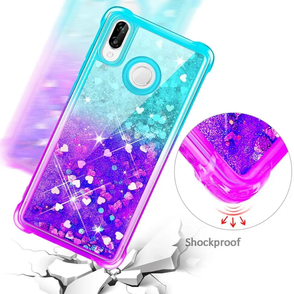 Case For Huawei P Smart 2019 Gradient Quicksand Glitter Soft TPU Air Cushion Bumper Cover for Honor 10 Lite | Мобильные телефоны и