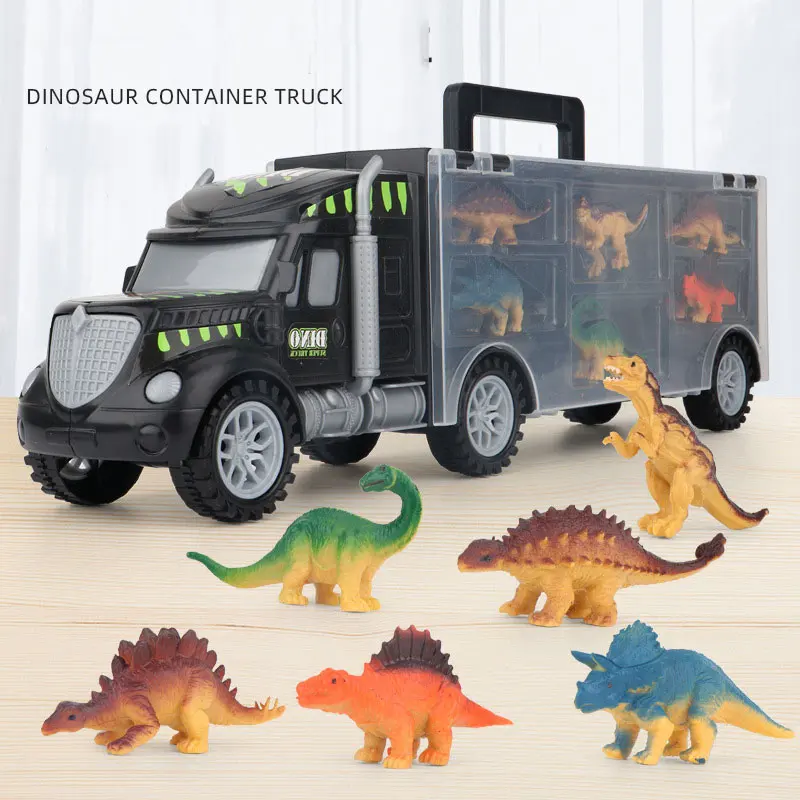

Kids Dinosaur Toy Truck Dinosaur Toy Storage Set Helicopter Transport Car Carrier Education Toys For Children Xmas Gifts